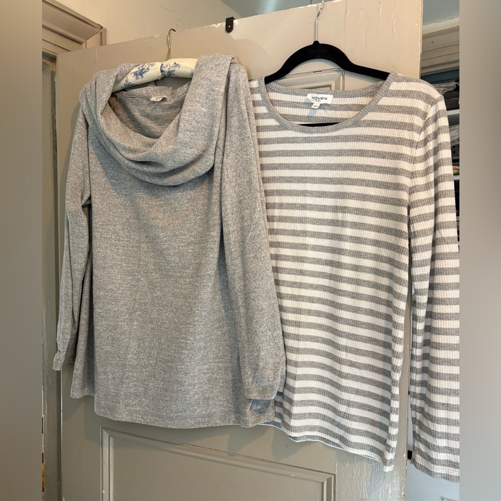 Gray Striped Long Sleeve Top